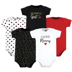 Hudson Baby Cotton Bodysuits, Girl Mommy Red Black 5Pk