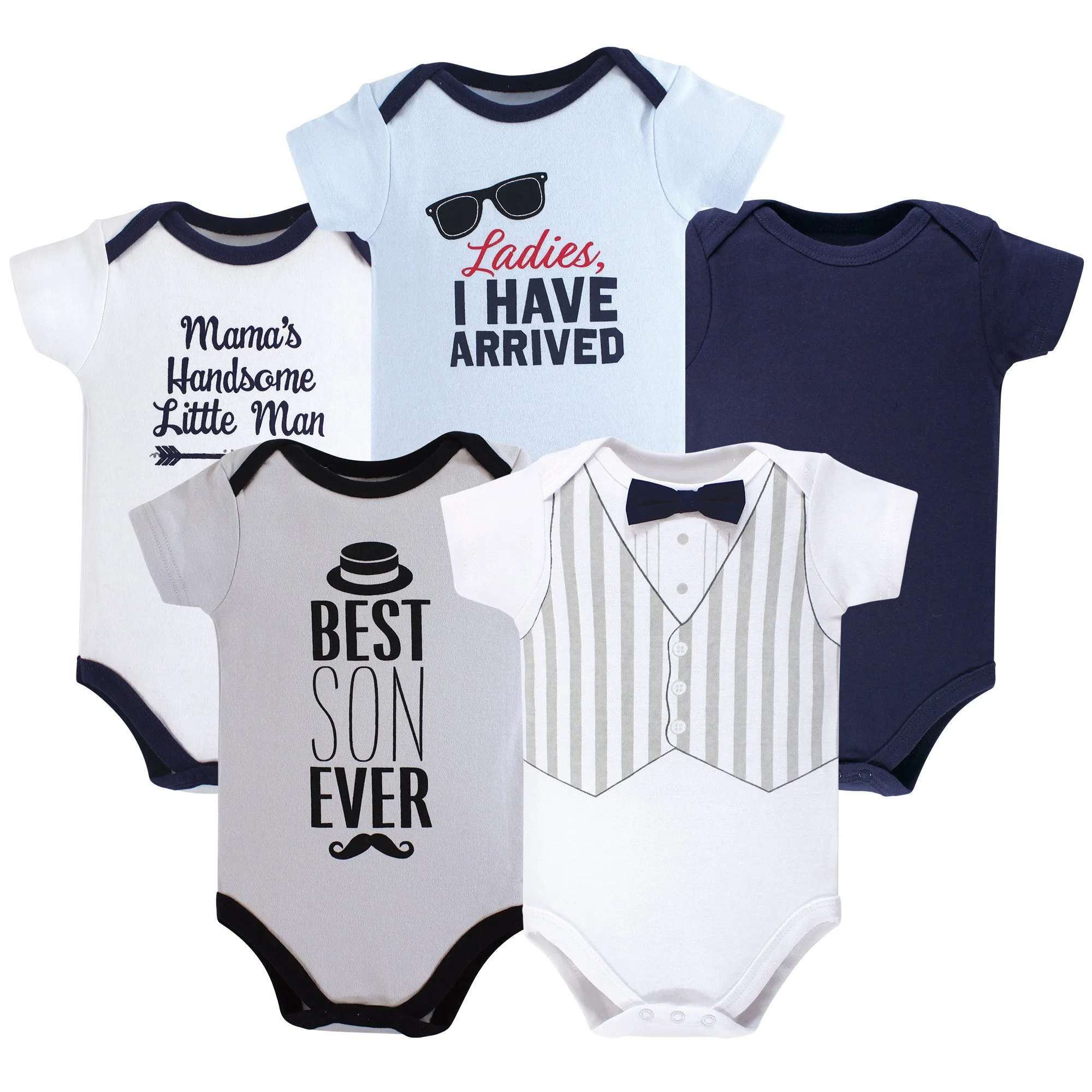 Hudson Baby Cotton Bodysuits, Handsome Little Man