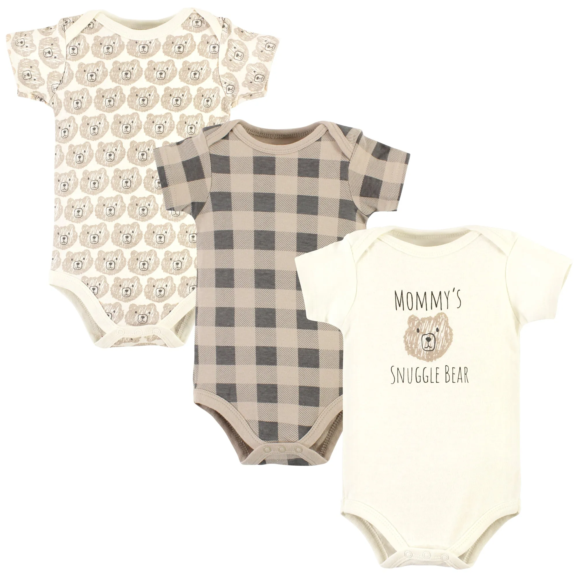 Hudson Baby Cotton Bodysuits, Snuggle Bear 3 Pack