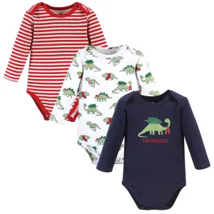 Hudson Baby Cotton Long-Sleeve Bodysuits, Christmasaurus