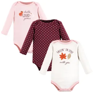 Hudson Baby Cotton Long-Sleeve Bodysuits, Cream Fall