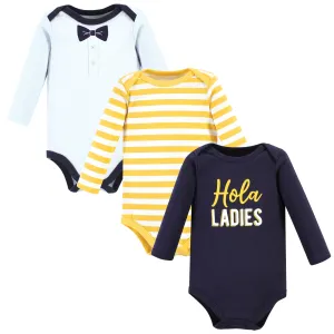 Hudson Baby Cotton Long-Sleeve Bodysuits, Hola Ladies 3-Pack