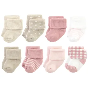 Hudson Baby Cotton Rich Newborn and Terry Socks, Mauve Taupe