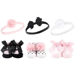 Hudson Baby Headband and Socks Giftset, Black Ballet