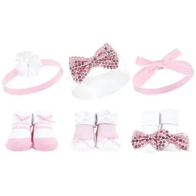 Hudson Baby Headband and Socks Giftset, Pink Sequin