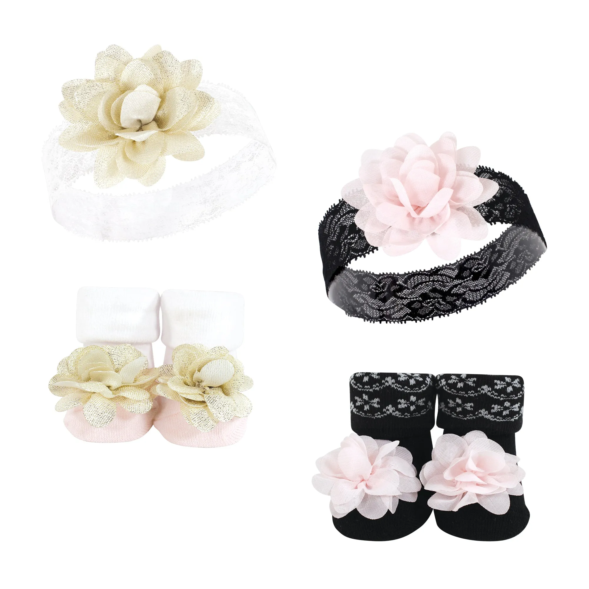 Hudson Baby Headband and Socks Set, Lace