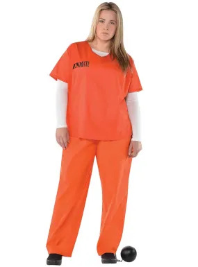 Inmate Orange Prisoner Womens Plus Size Costume