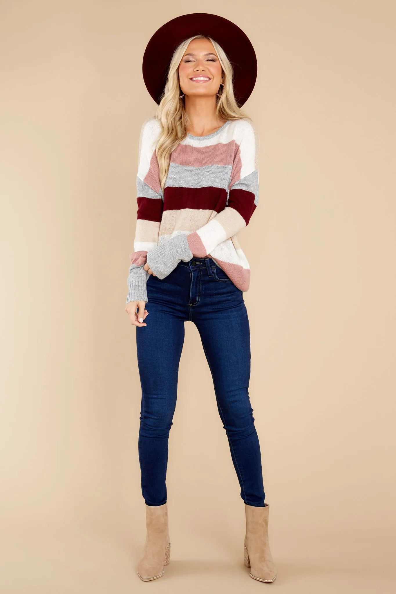 Innocent Fun Grey Multi Stripe Sweater