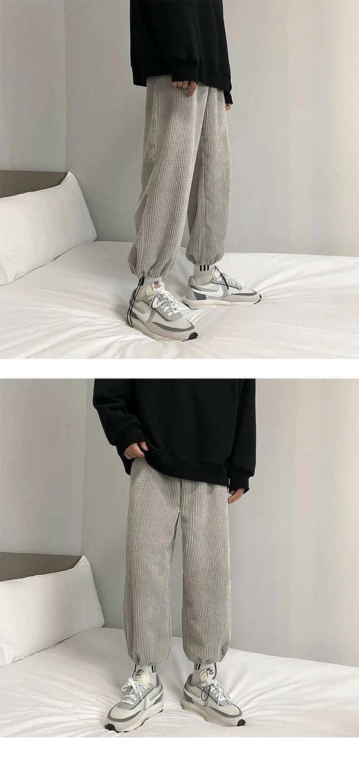 Jinquedai Winter Corduroy Warm Pants Black Thick Trousers Male Baggy Casual Grey Home Pants Plus Velvet Korean Streetwear Hip Hop