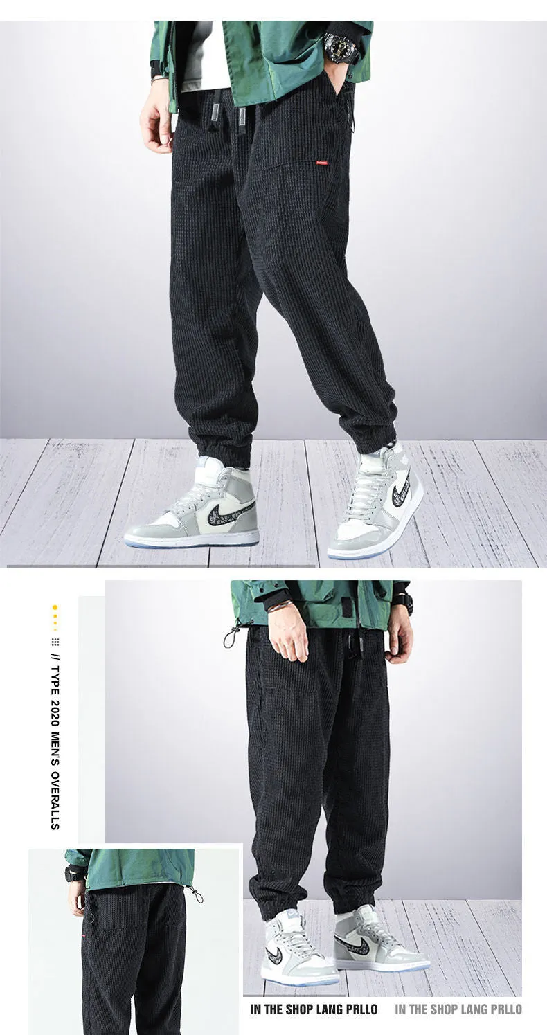 Jinquedai Winter Corduroy Warm Pants Black Thick Trousers Male Baggy Casual Grey Home Pants Plus Velvet Korean Streetwear Hip Hop