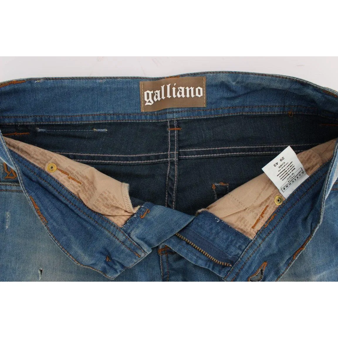 John Galliano Sleek Blue Slim Fit Designer Jeans