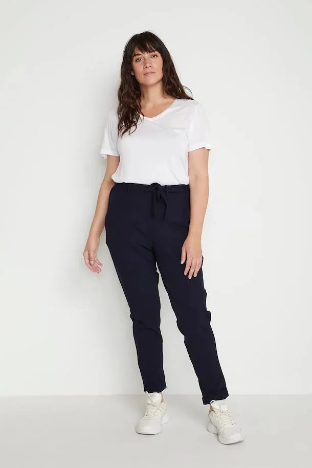 Kaffe Curve Jia Belt Pants in Navy