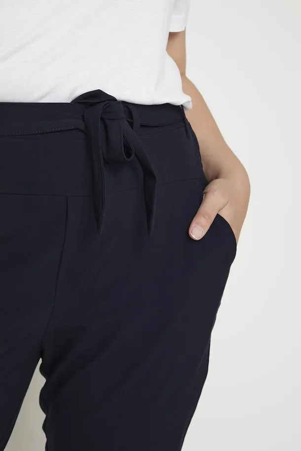 Kaffe Curve Jia Belt Pants in Navy