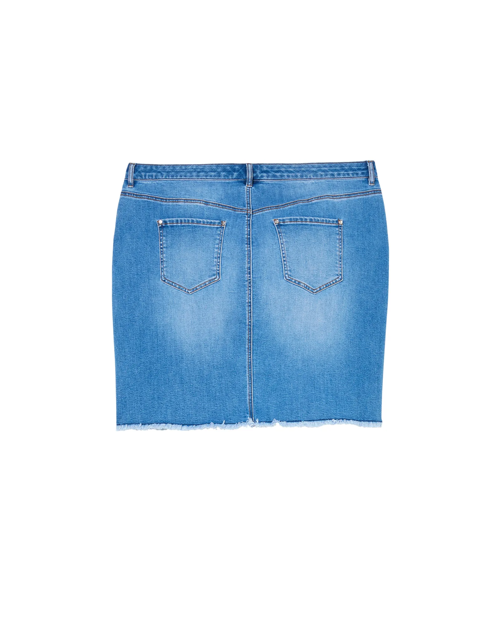 Kasai Denim Skirt with Frayed Hem | Medium Wash