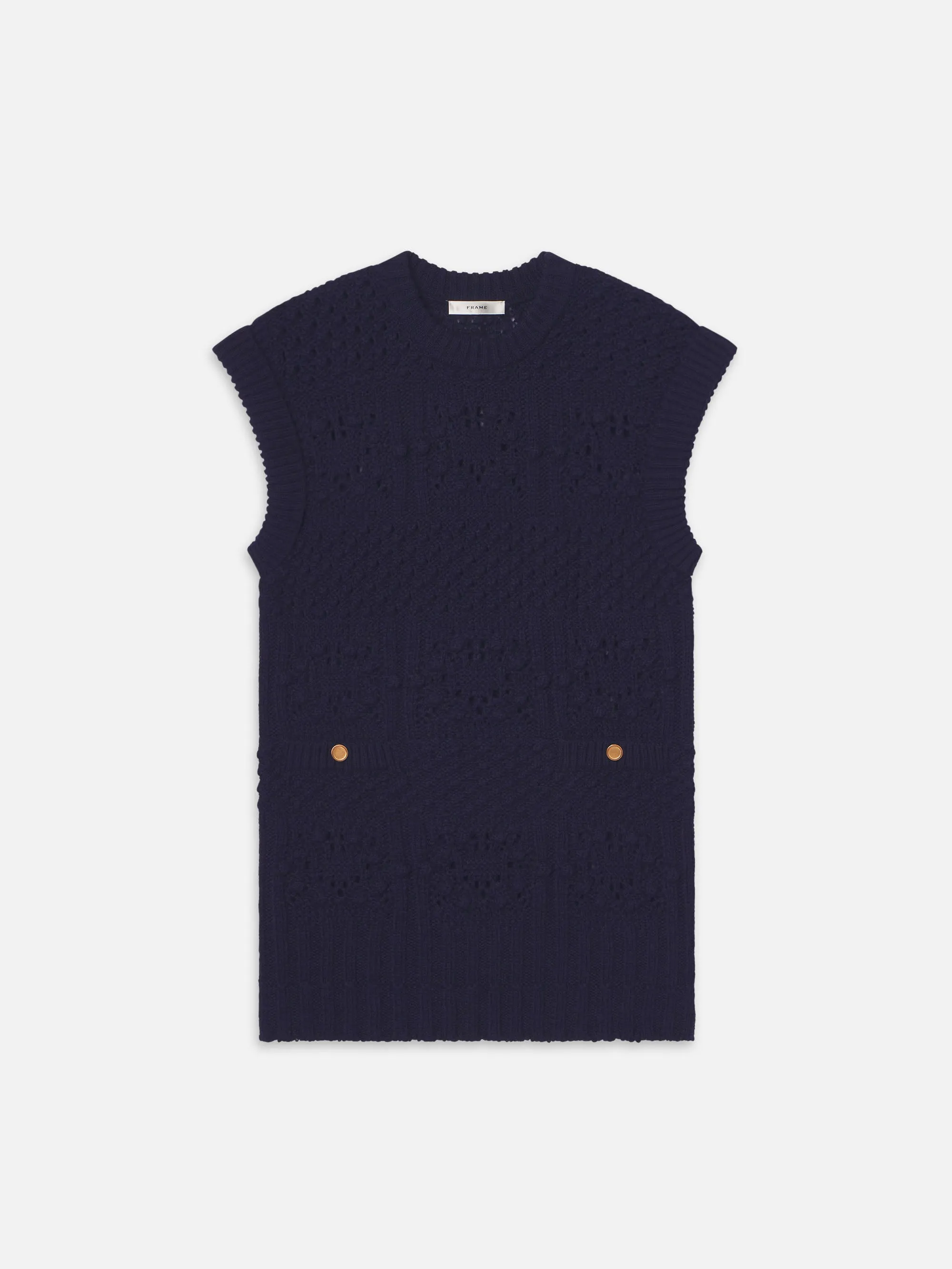 Knitted Vest Dress -- Navy