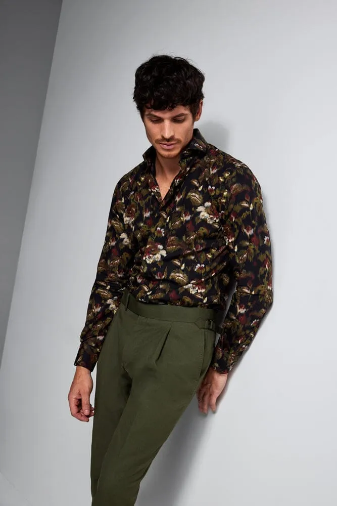 Lamarr Luxe Shirt - Double Print Floral Blur