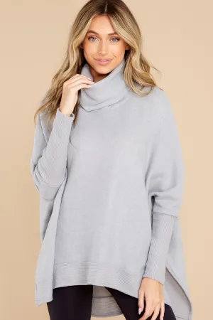 Last To Love Heather Grey Cowl Neck Sweater