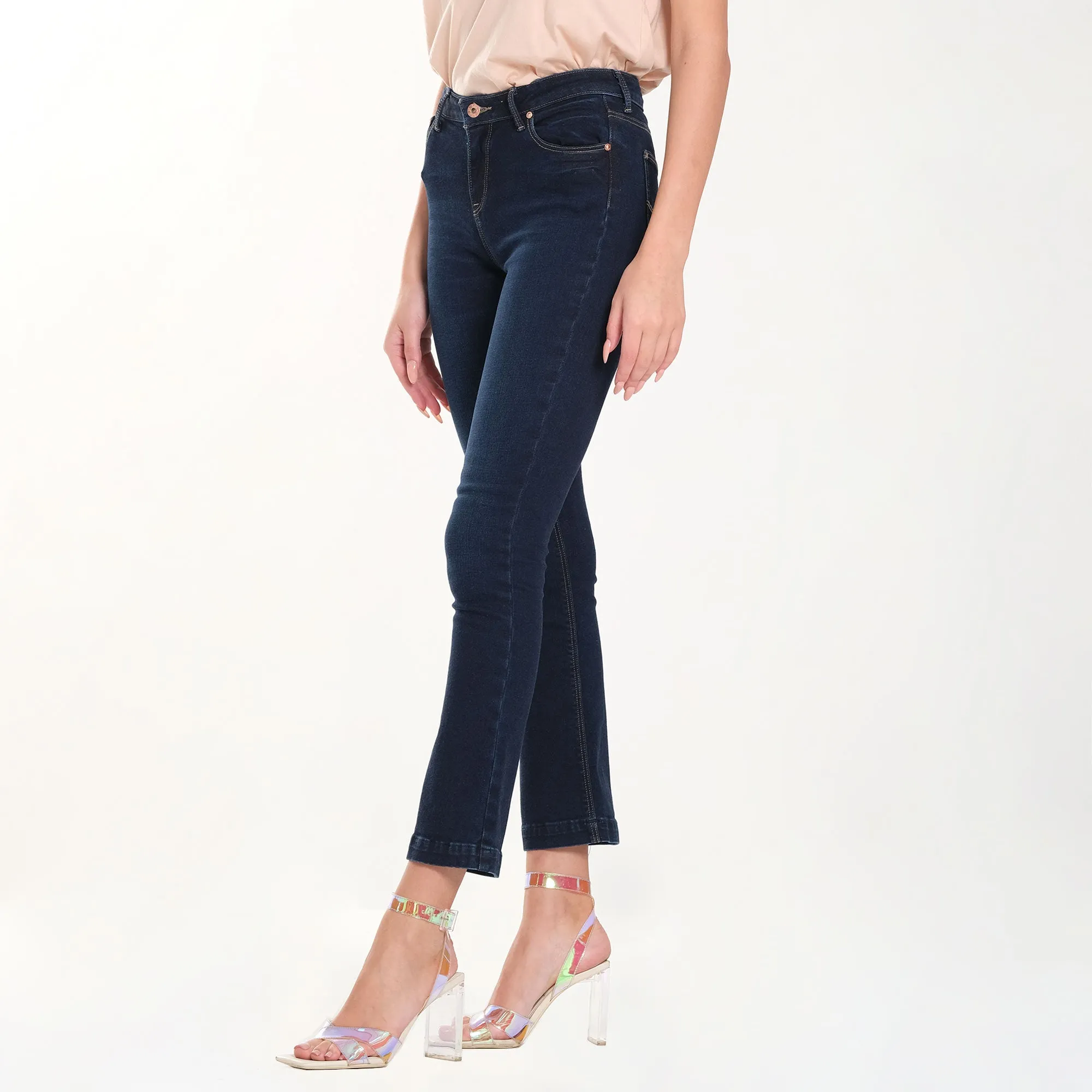 LEE WOMENS FLARE DENIM JEANS IN BLUE PASSION