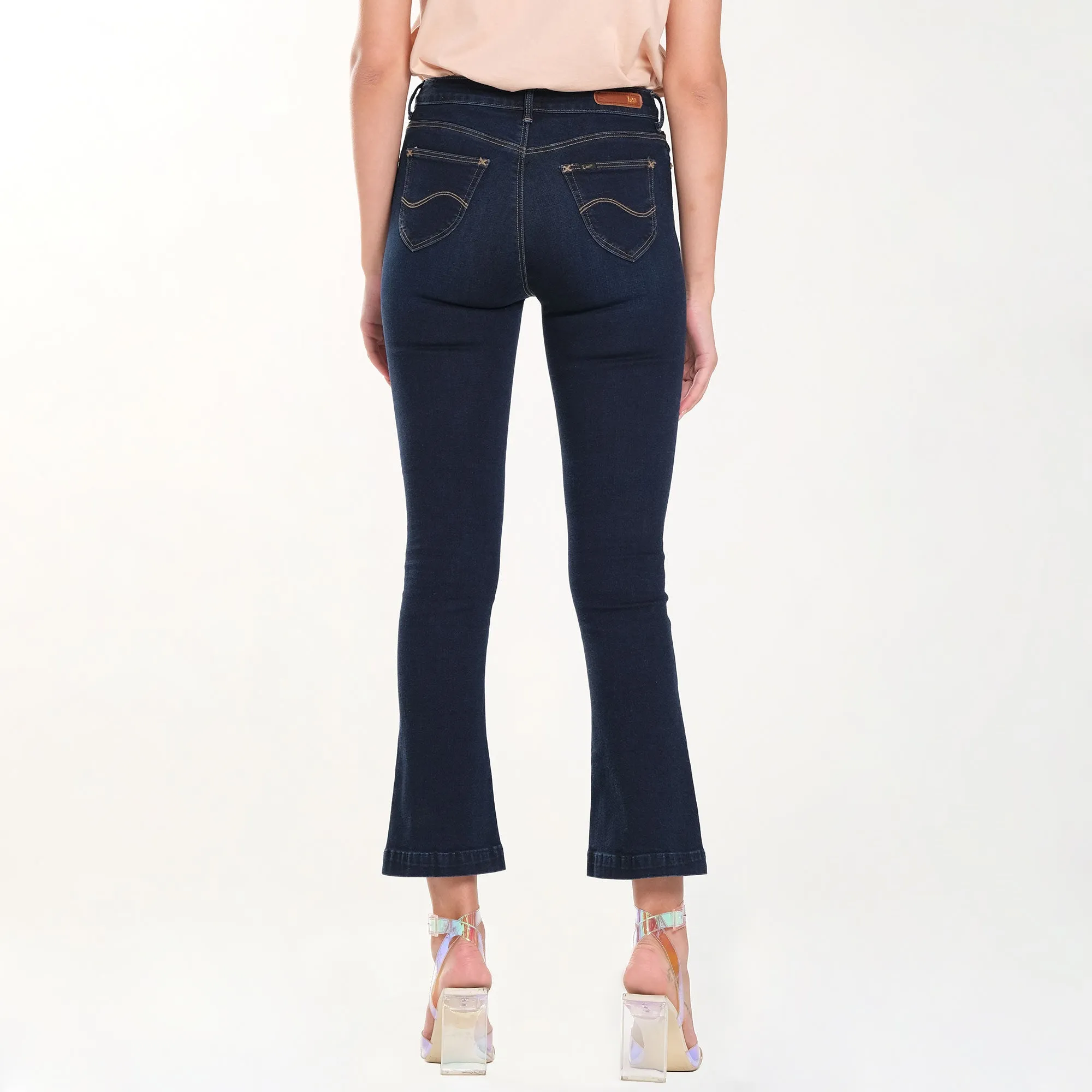 LEE WOMENS FLARE DENIM JEANS IN BLUE PASSION