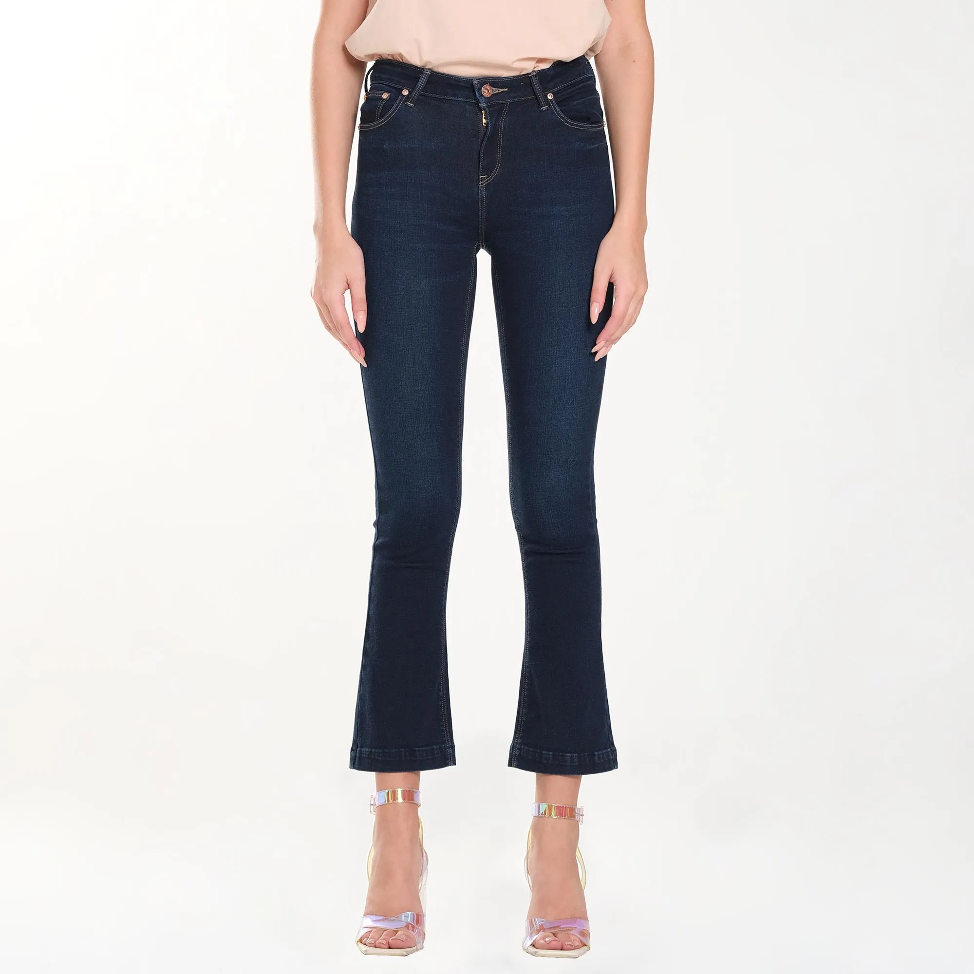 LEE WOMENS FLARE DENIM JEANS IN BLUE PASSION