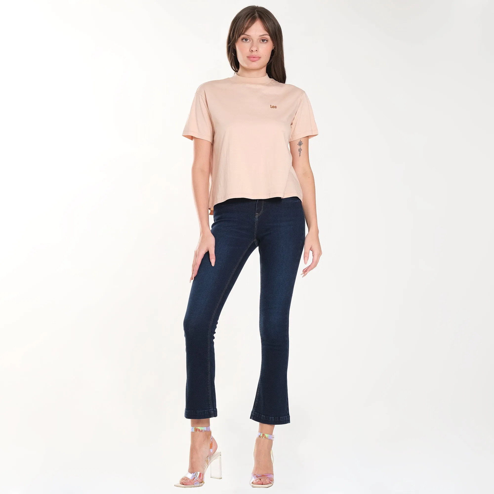 LEE WOMENS FLARE DENIM JEANS IN BLUE PASSION