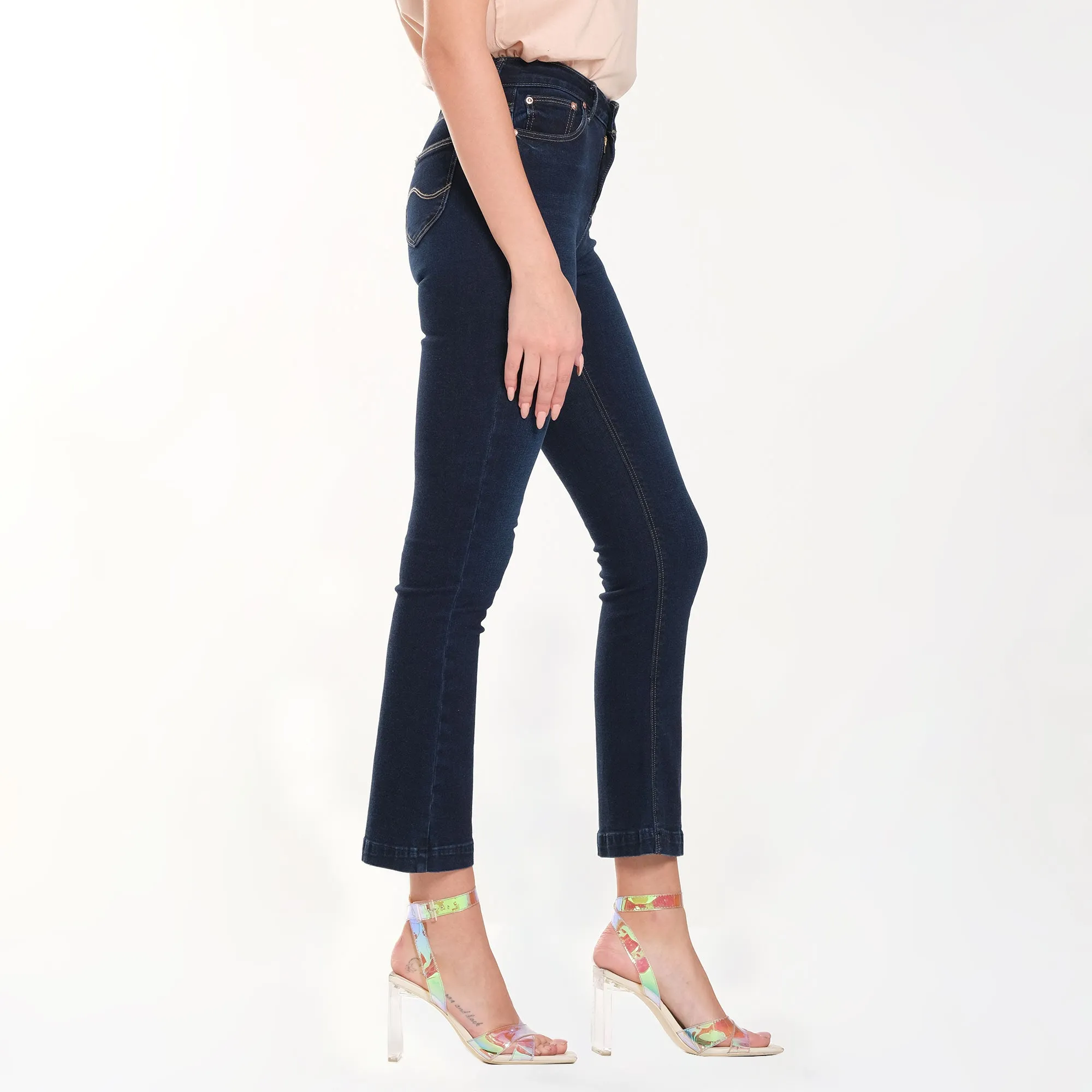 LEE WOMENS FLARE DENIM JEANS IN BLUE PASSION