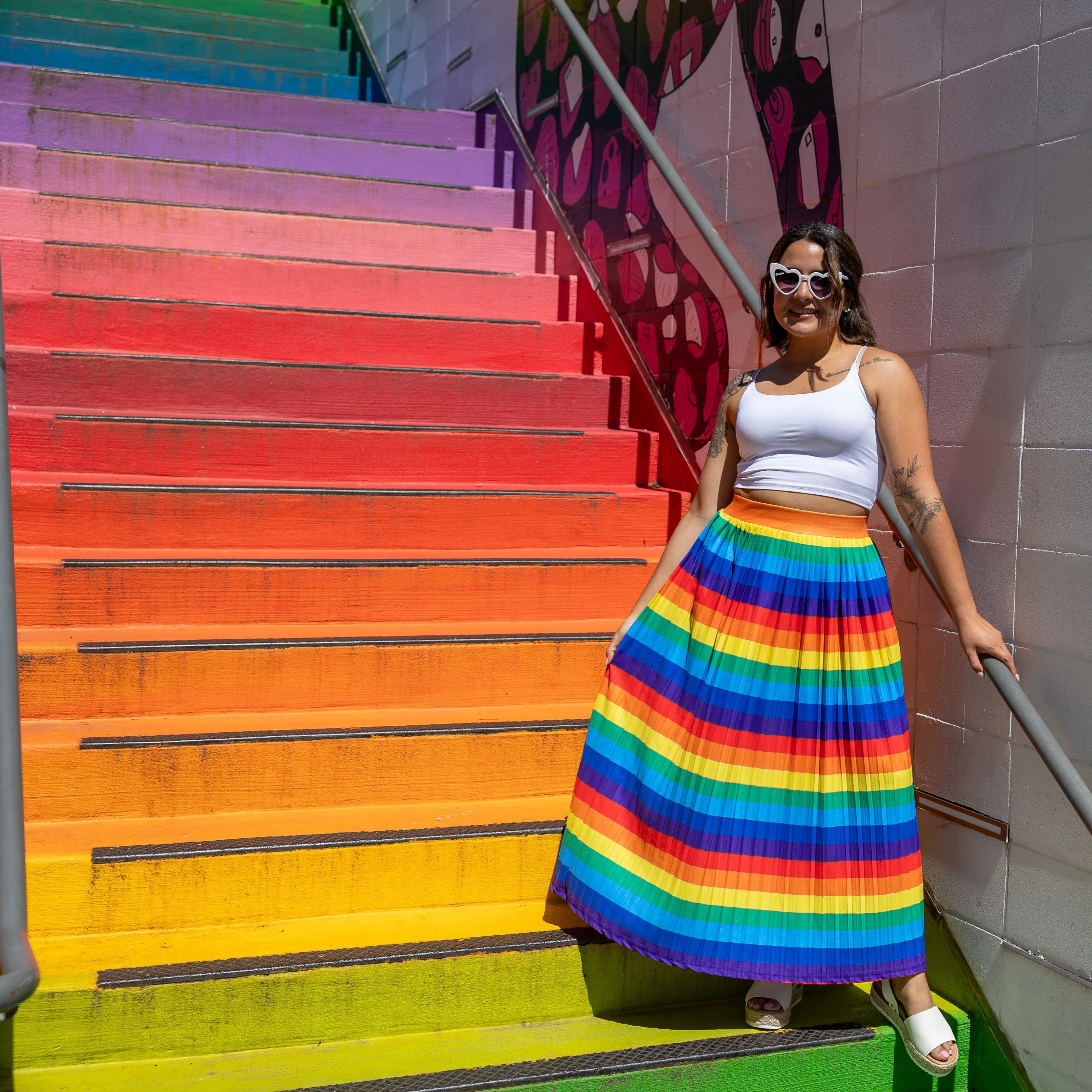 Life In Colors Rainbow Pleated Maxi Skirt [FINAL SALE]