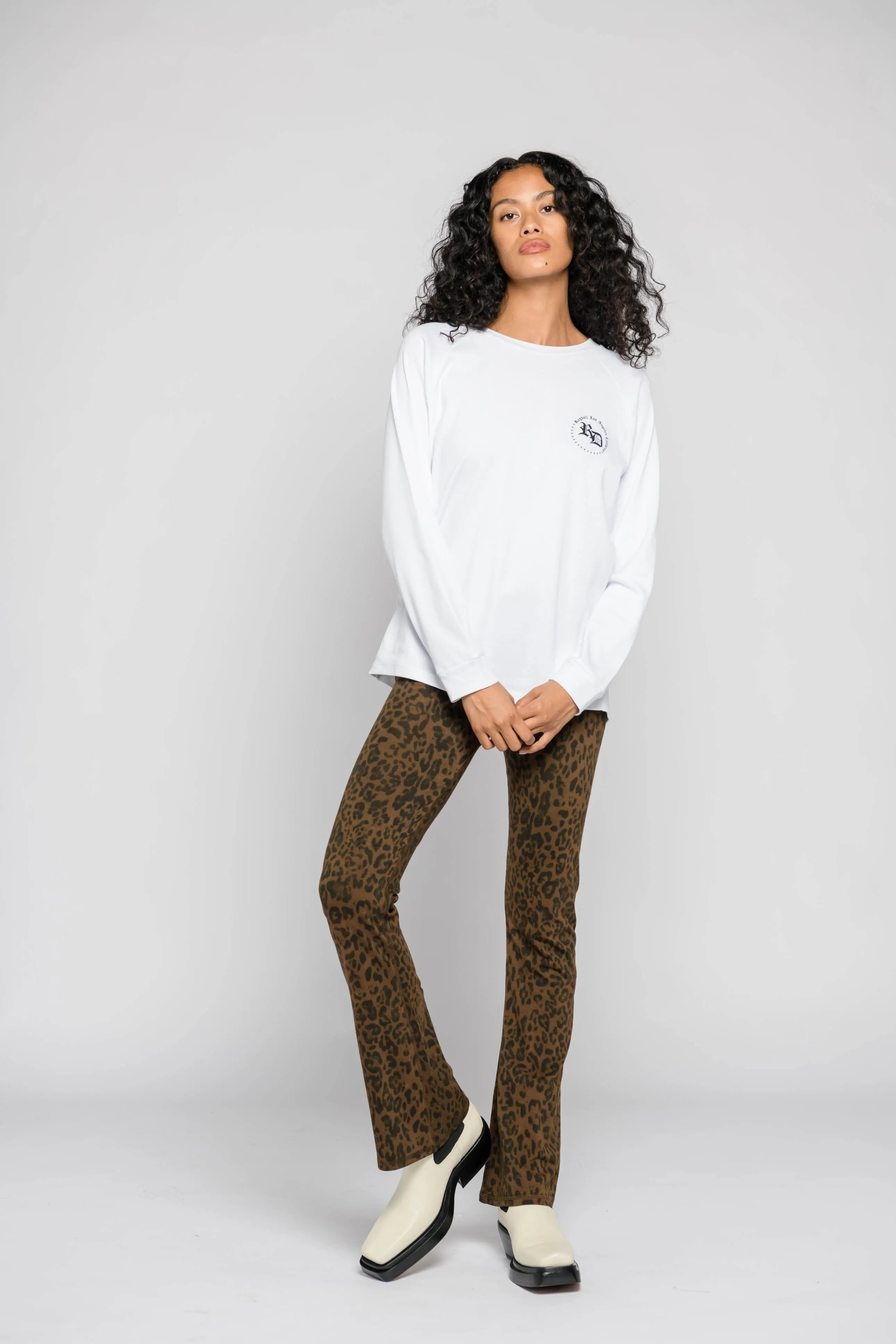 LONG FLARE LEGGINGS - DARK BROWN LEOPARD