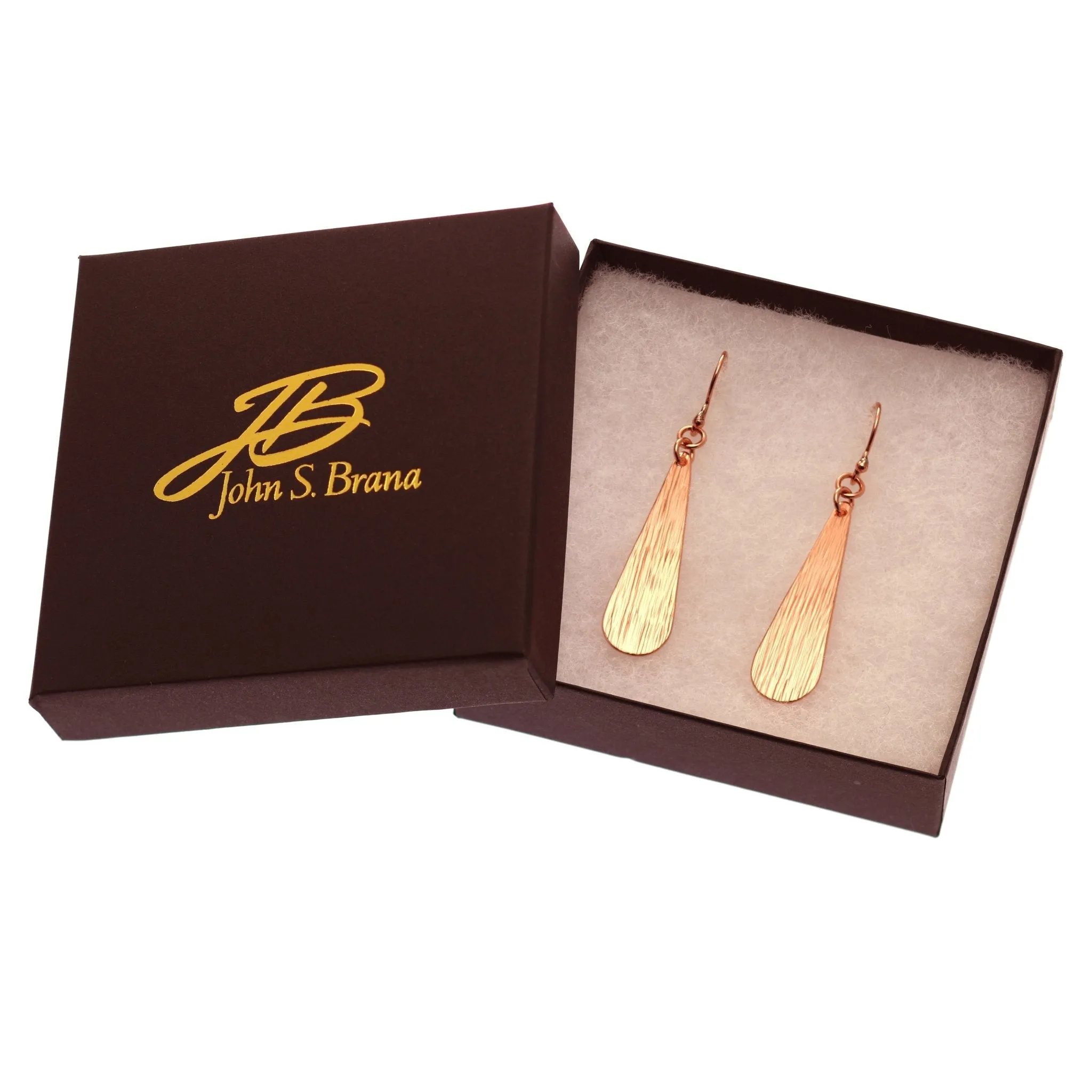 Long Teardrop Copper Bark Earrings