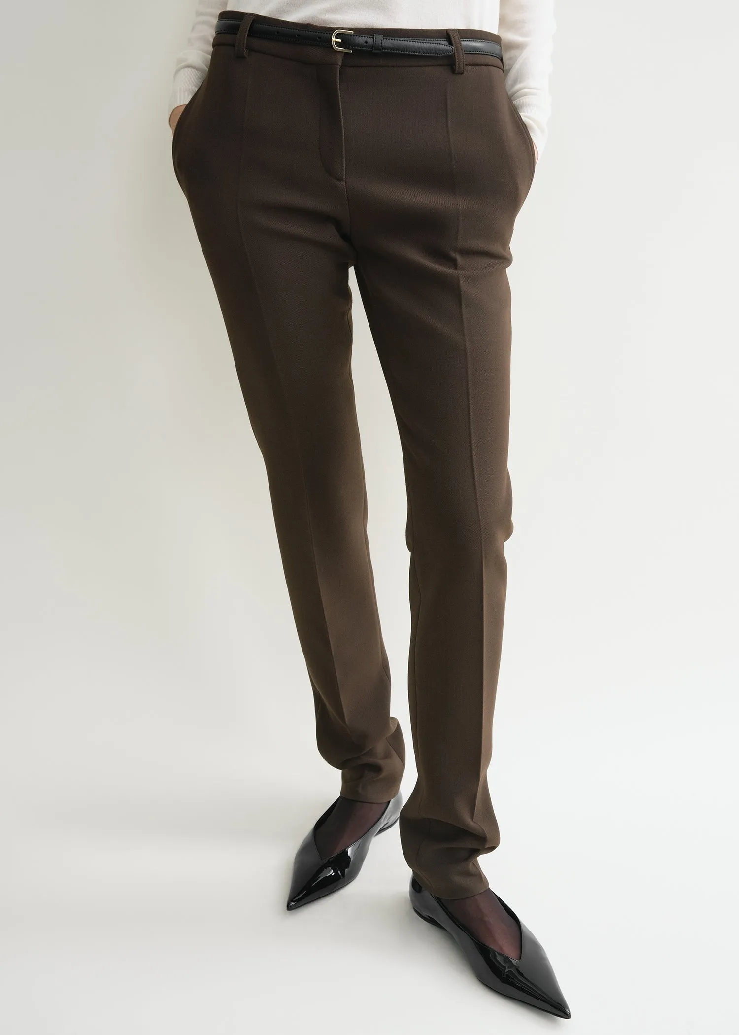 Low-waist slim trousers bark