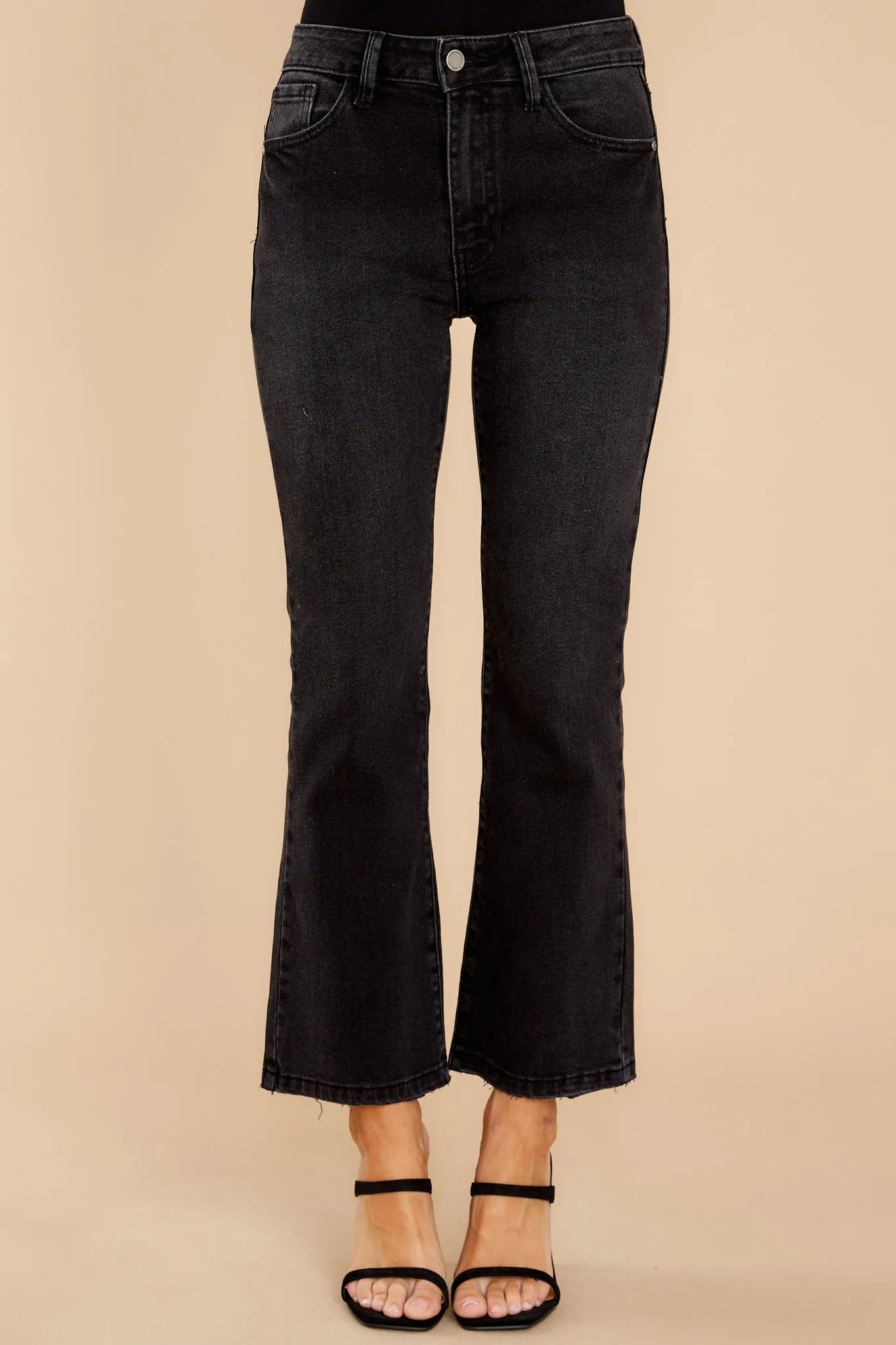 Make The Cut Washed Black Flare Jeans