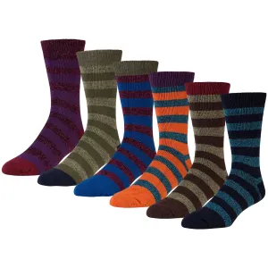 Men's Boot Thermal Hiking Striped Crew Socks, Size 10-13