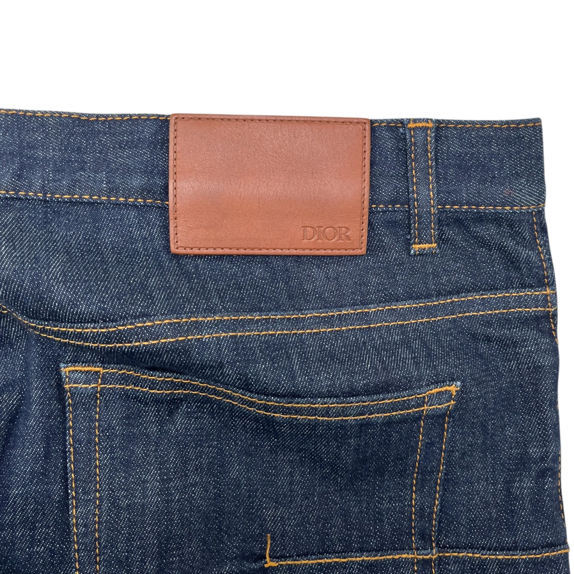 Men's Cuffed Oblique Logo Jeans Blue Size Waist 34"