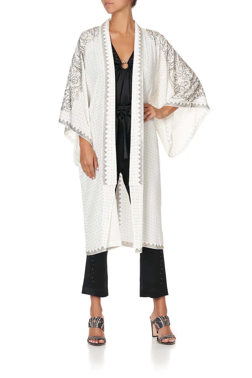 MID LENGTH KIMONO COAT LUXE CREAM