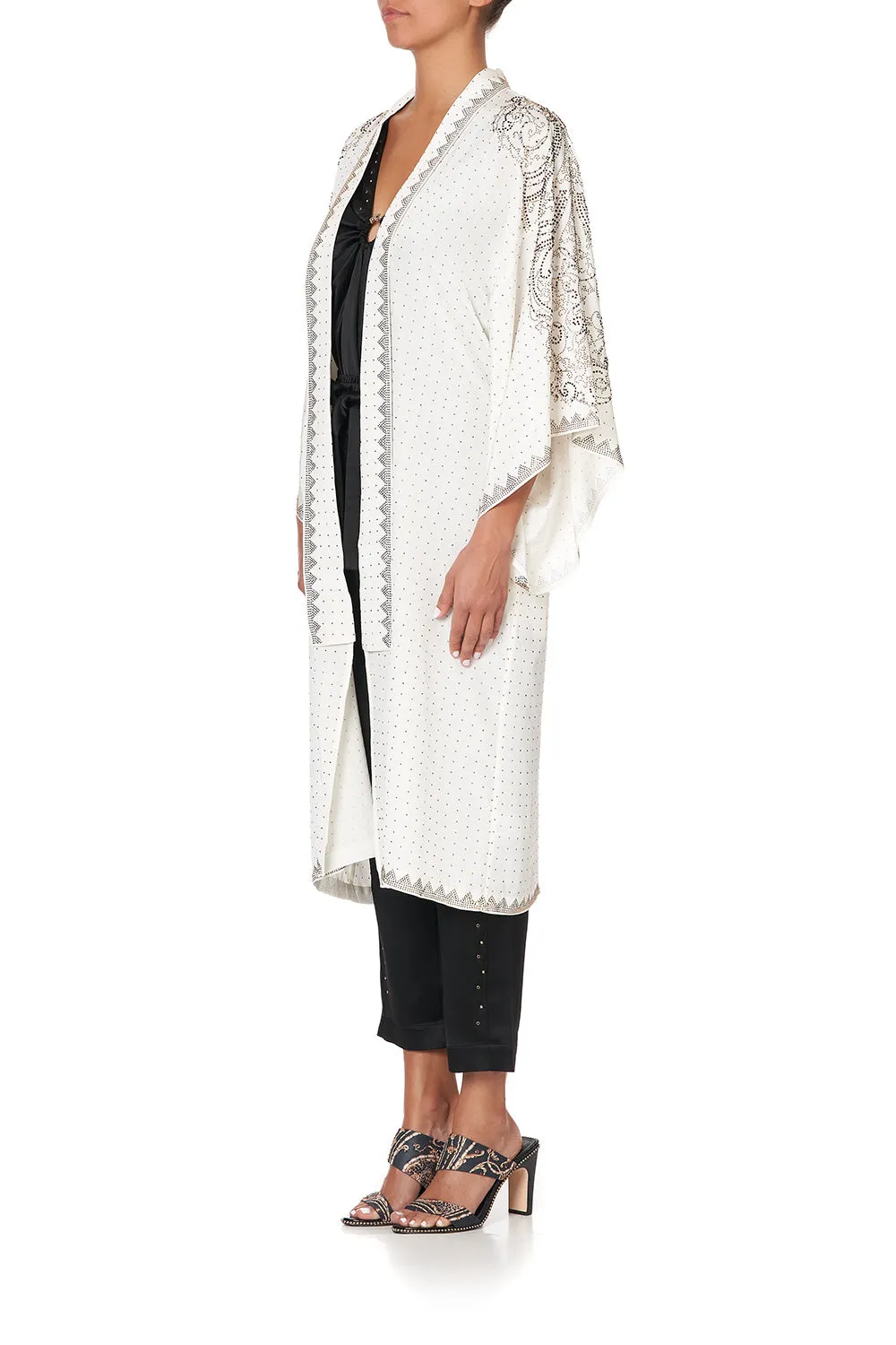 MID LENGTH KIMONO COAT LUXE CREAM