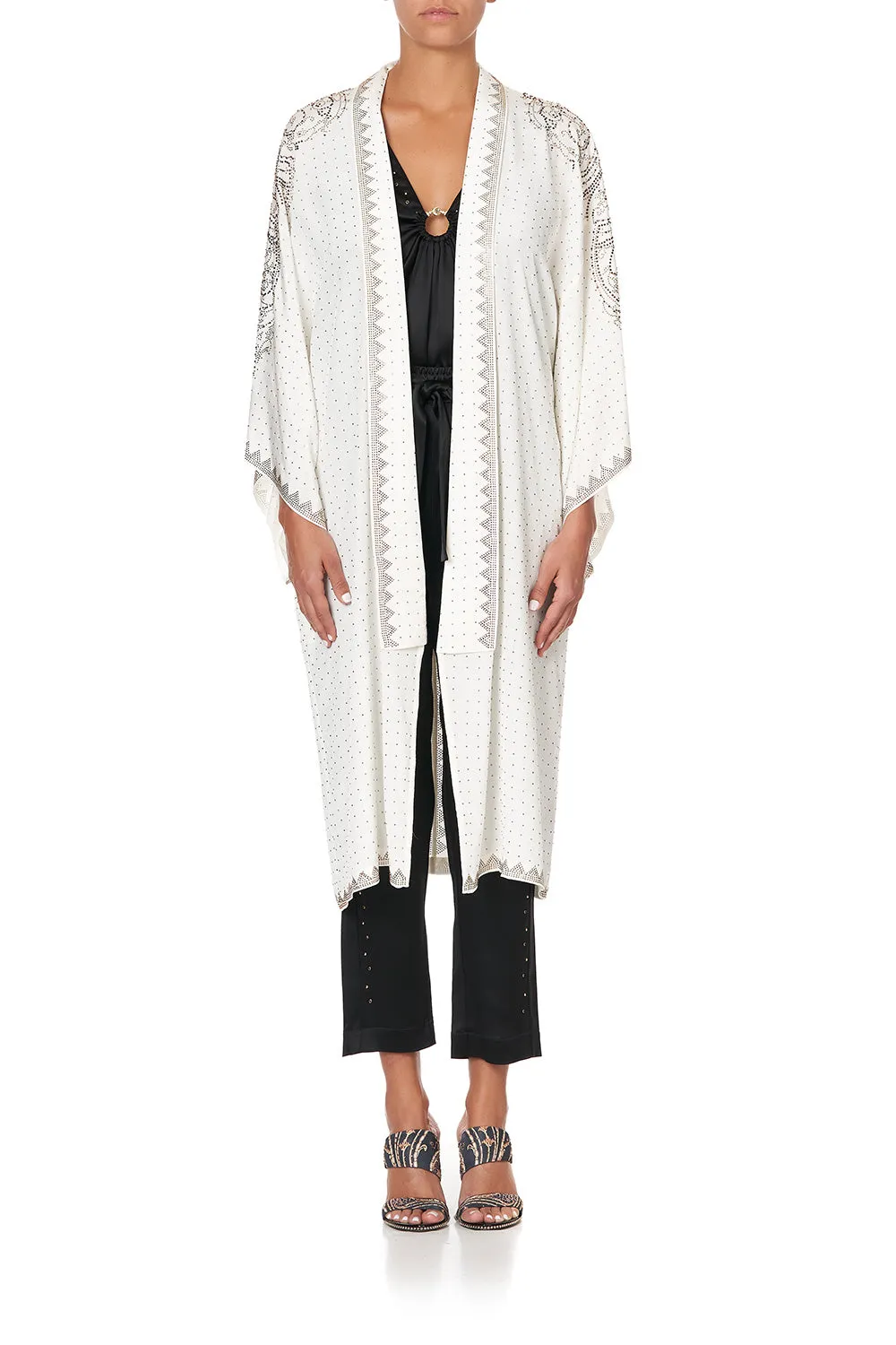 MID LENGTH KIMONO COAT LUXE CREAM