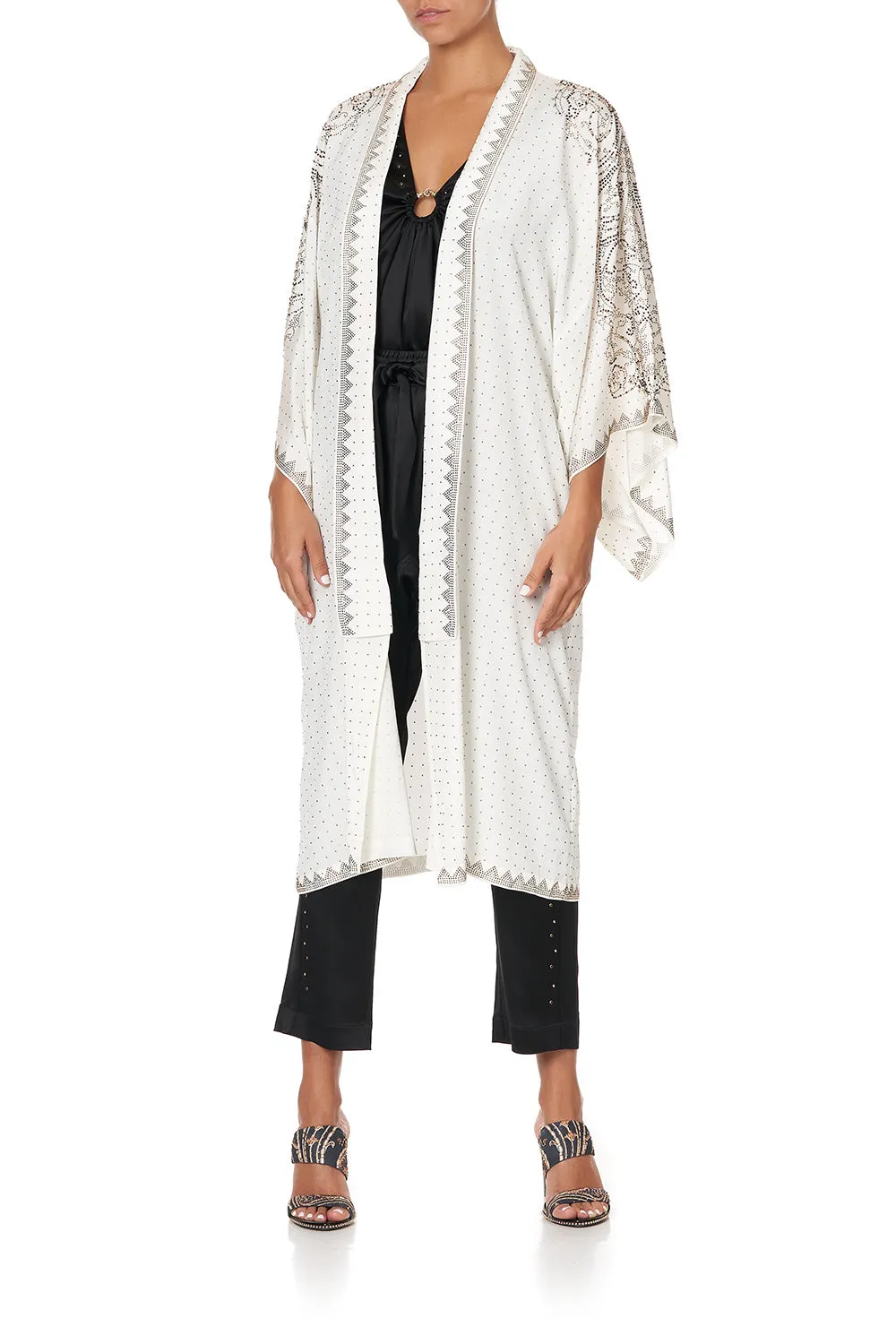 MID LENGTH KIMONO COAT LUXE CREAM