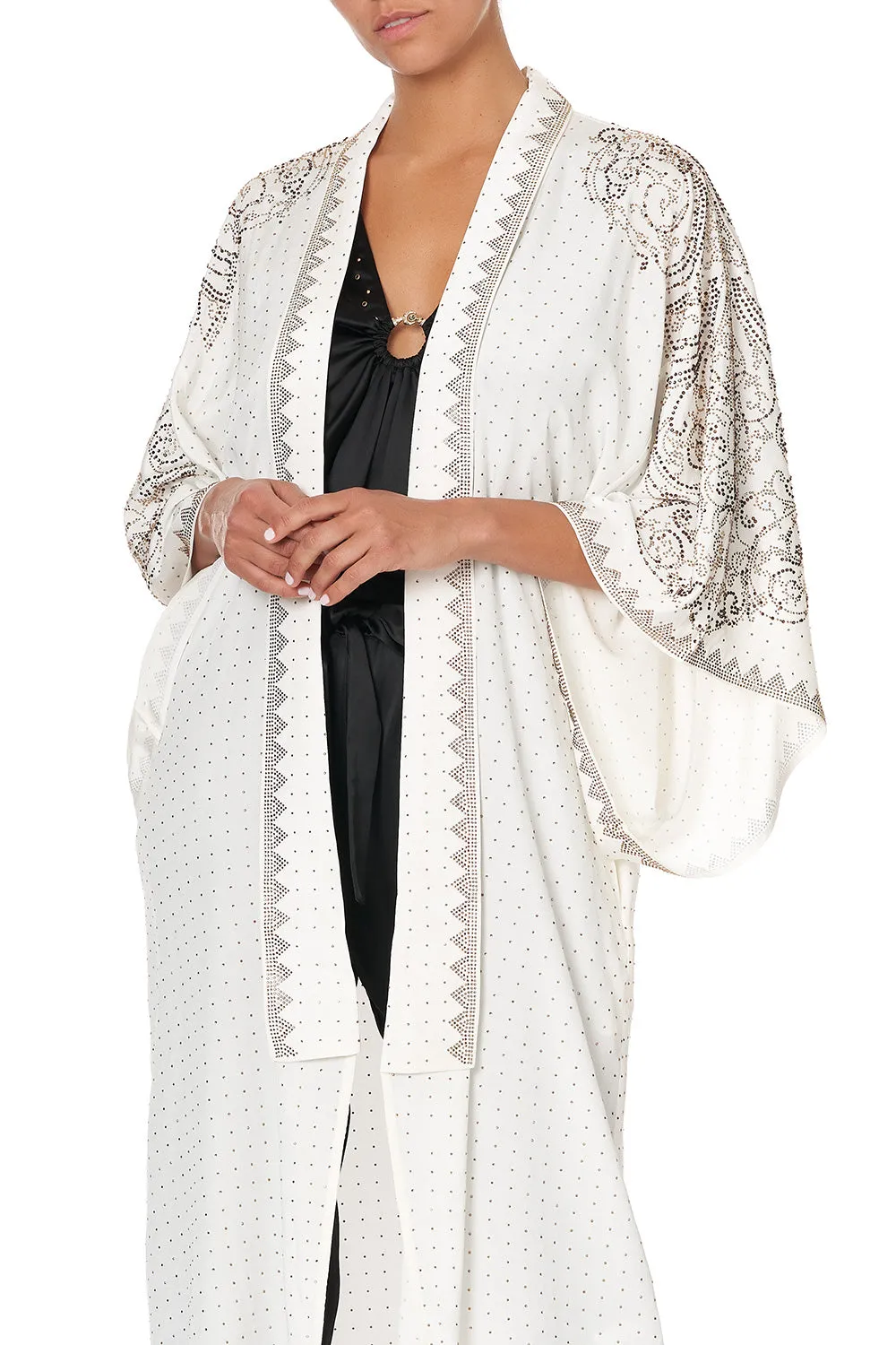 MID LENGTH KIMONO COAT LUXE CREAM