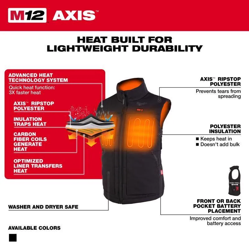 Milwaukee M12 XL Sleeveless Women's Full-Zip Heated Vest (Vest Only) Black