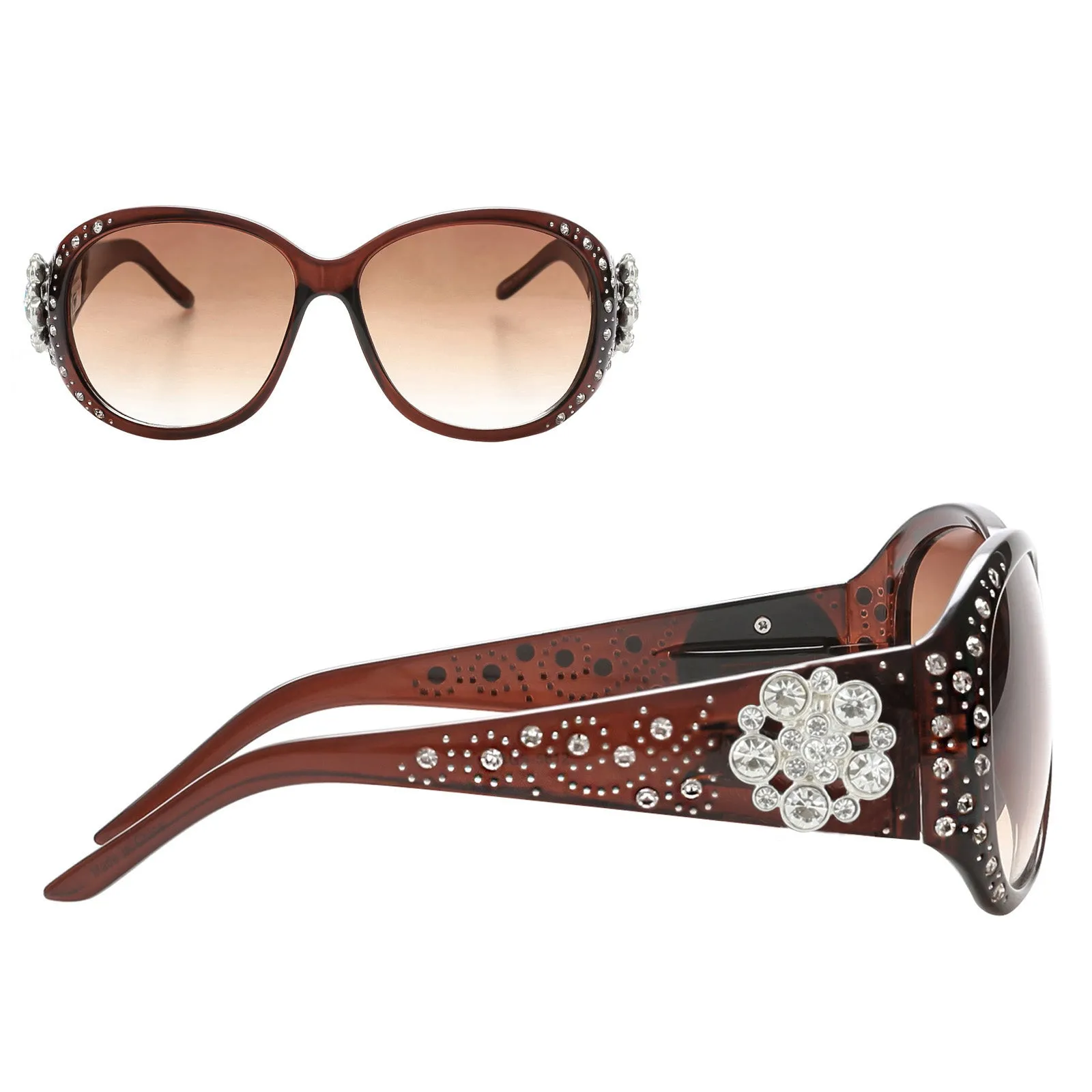 Montana West Floral Rhinestone Sunglasses For Women