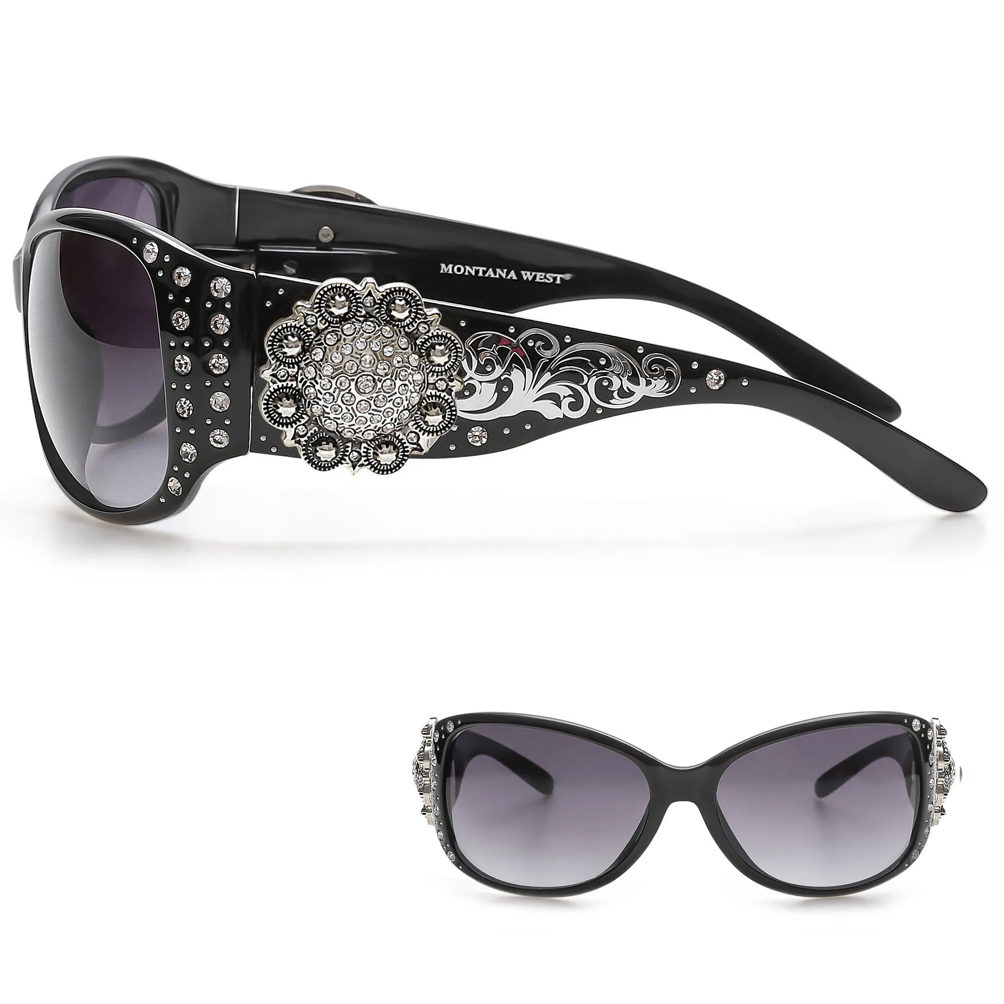 Montana West Rhinestone Flower Sunglasses For Women