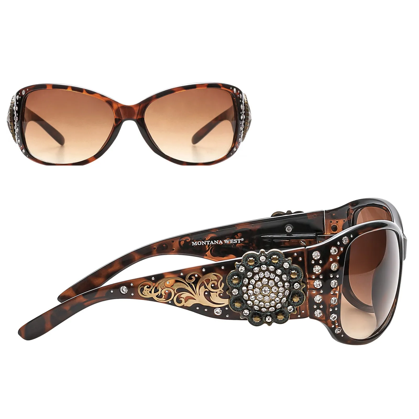 Montana West Rhinestone Flower Sunglasses For Women