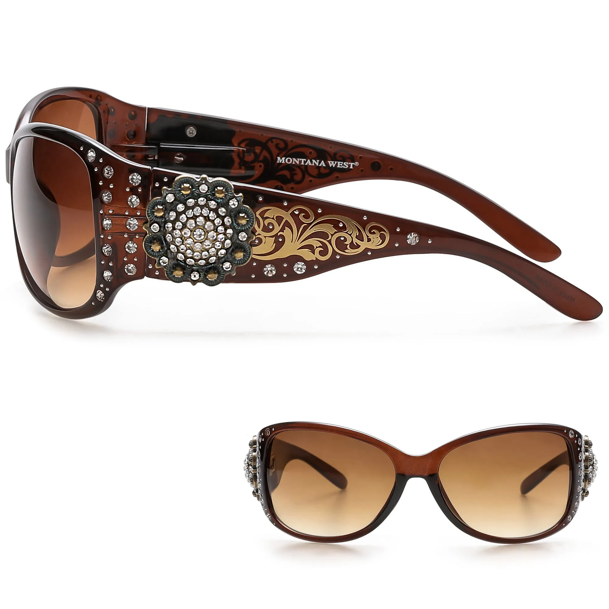 Montana West Rhinestone Flower Sunglasses For Women