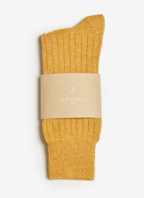 Mustard Cashmere Rib Socks