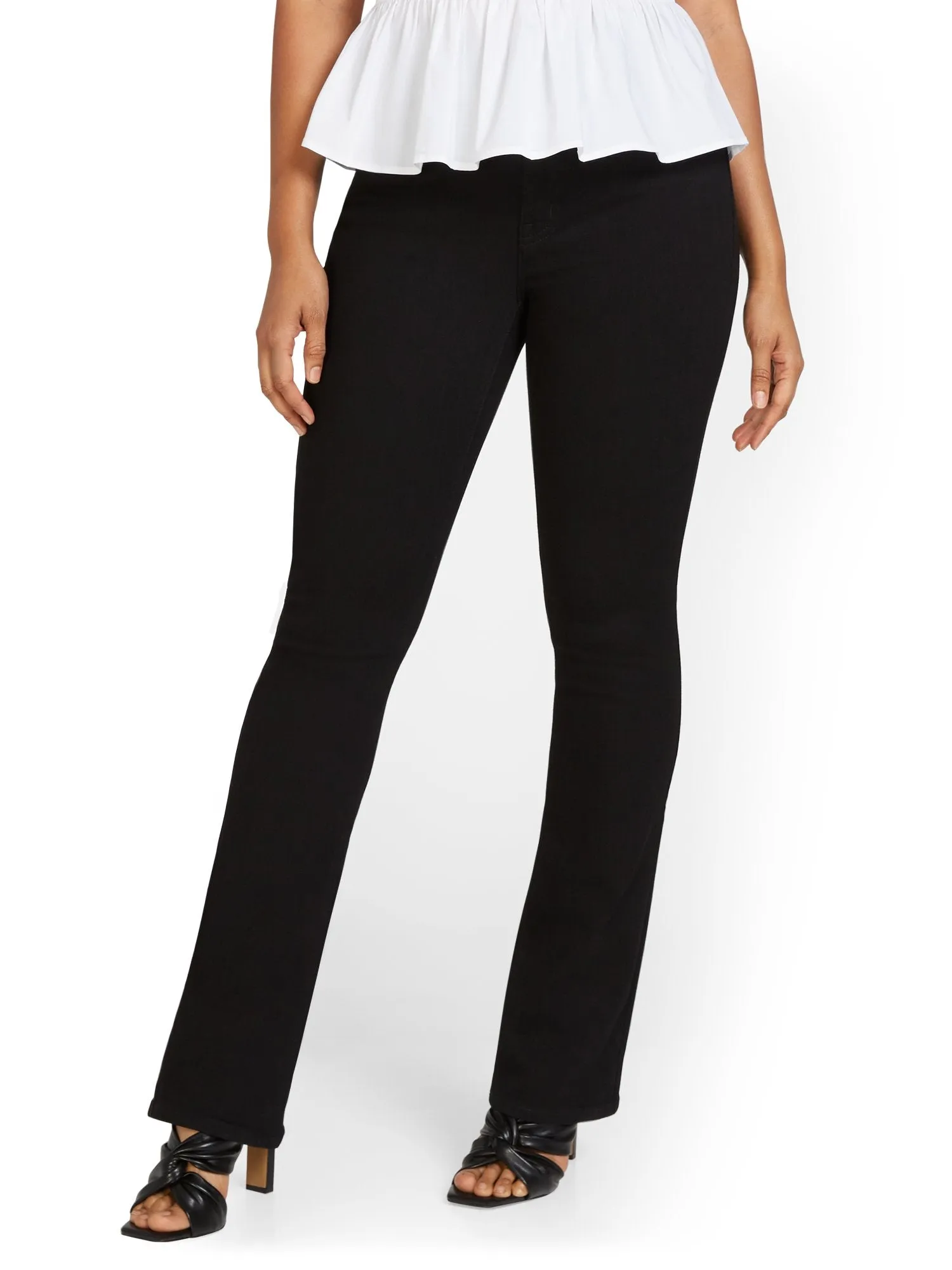 Mya Curvy High-Waisted Bootcut Jeans - Black