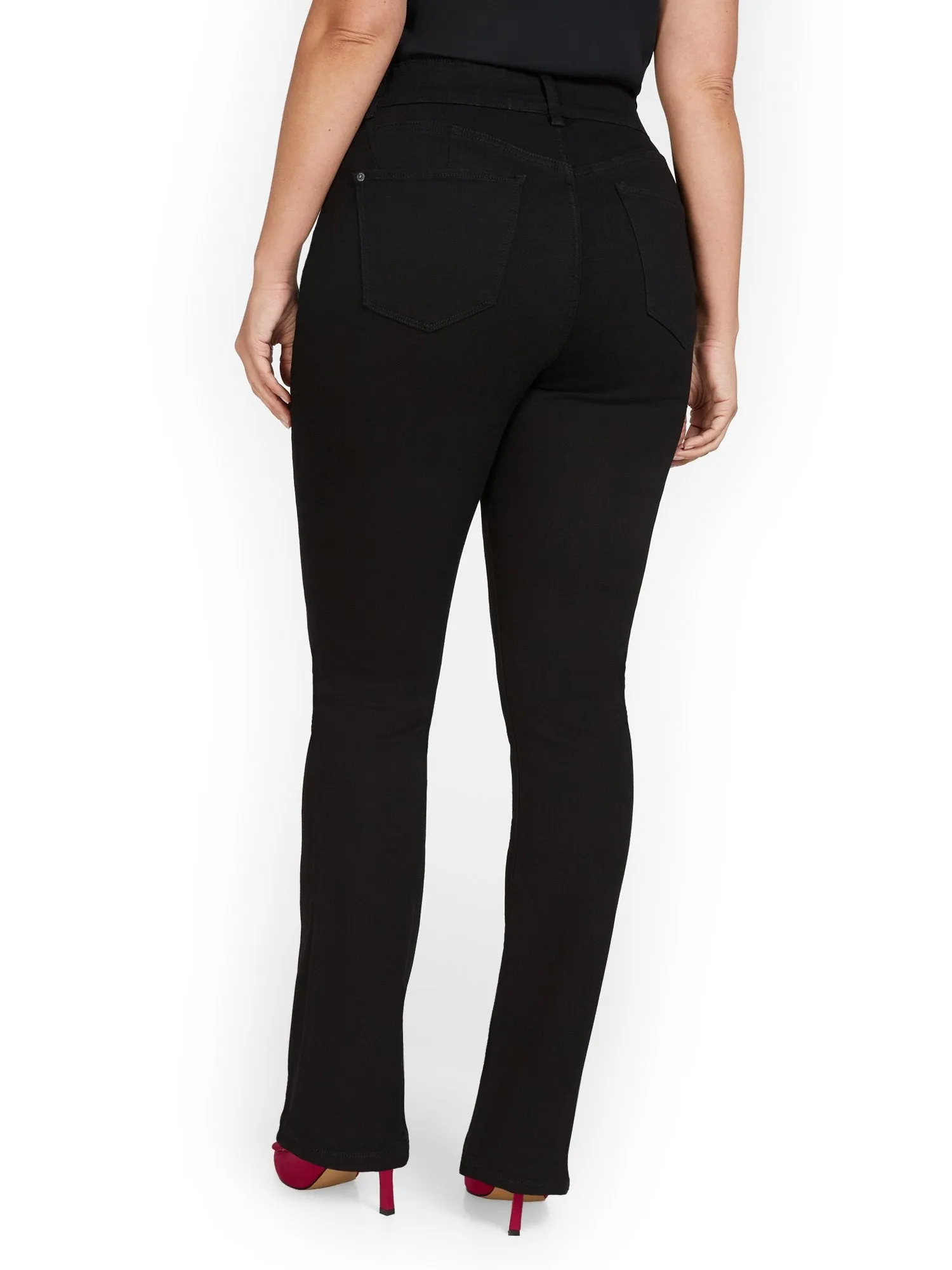 Mya Curvy High-Waisted Bootcut Jeans - Black