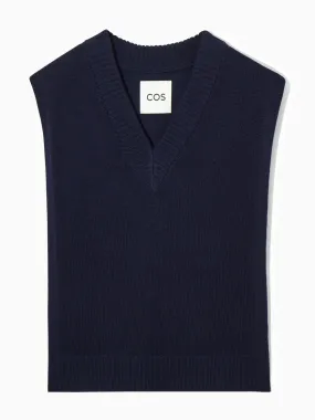 Navy V-neck wool vest