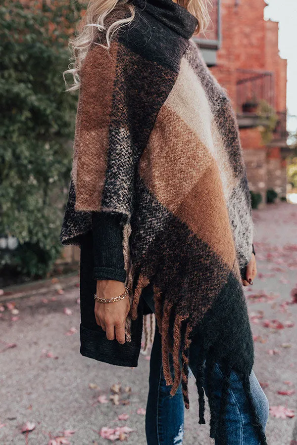 Neutral Territory Plaid Poncho