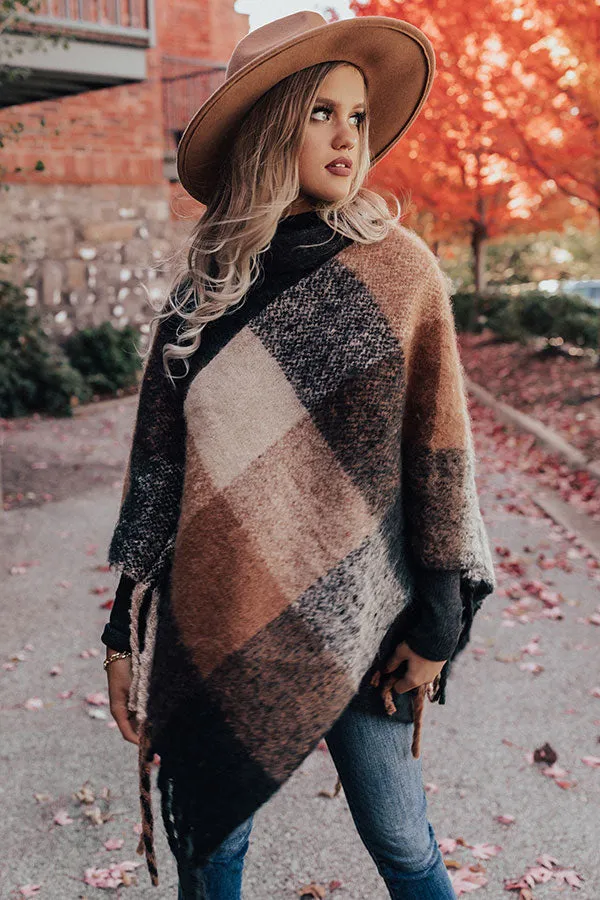 Neutral Territory Plaid Poncho