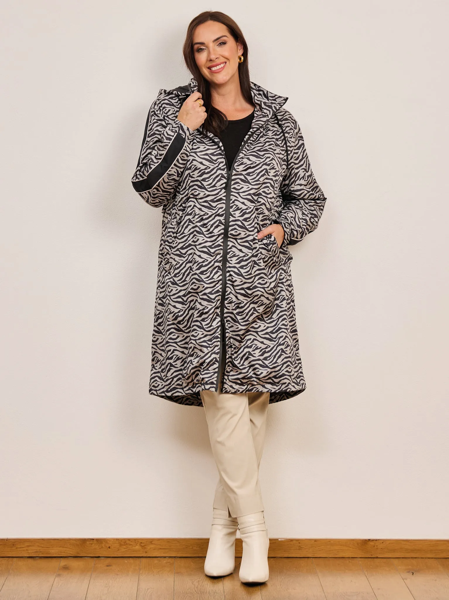 Normann Animal Print Coat - black/grey